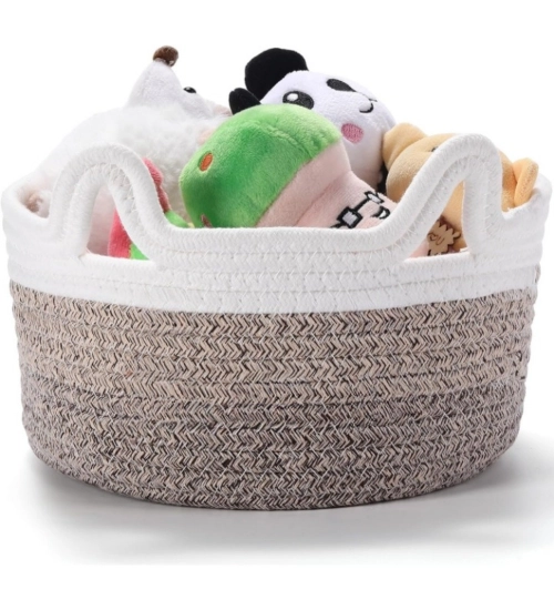 Generic Cotton Cat Basket Inch Pack of 1 Storage Basket For Clothes (Multicolor)