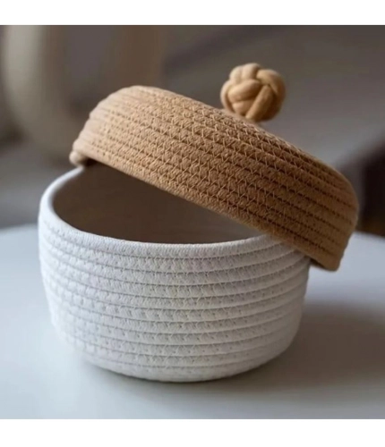 Generic Cotton Box Beige lid Pack of 1 Storage Basket For Clothes (White) Generic Cotton Box Beige lid Pack of 1 Storage Basket For Clothes (White)