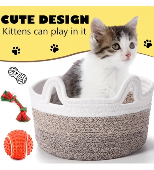Generic Cotton Cat Basket Inch Pack of 1 Storage Basket For Clothes (Multicolor)
