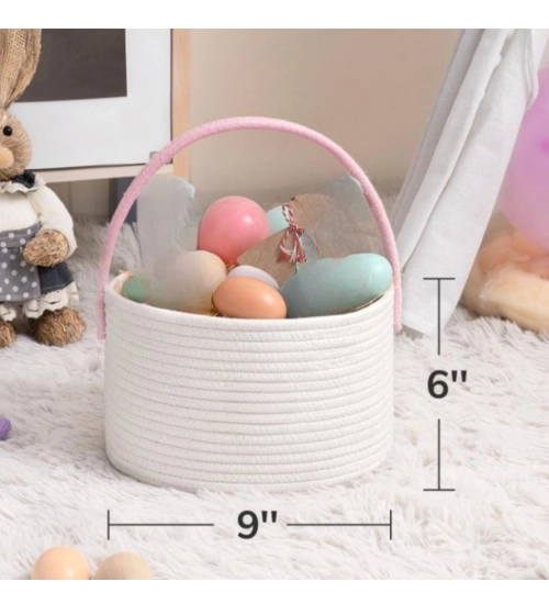 Generic Cotton Ear Toys Bucket Pack of 1 Storage Basket For Clothes (White)