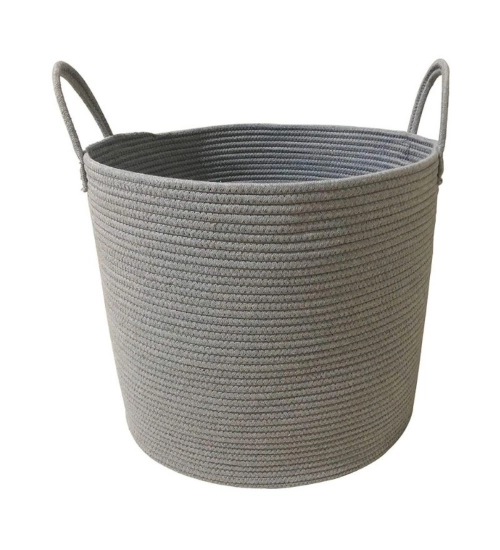 Generic Cotton Basket Pack of 1 Storage Basket For Clothes (Grey)