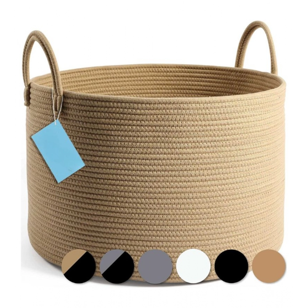 Generic Cotton Laundry Basket Pack of 1 Storage Basket For Clothes (Beige) Generic Cotton Laundry Basket Pack of 1 Storage Basket For Clothes (Beige)