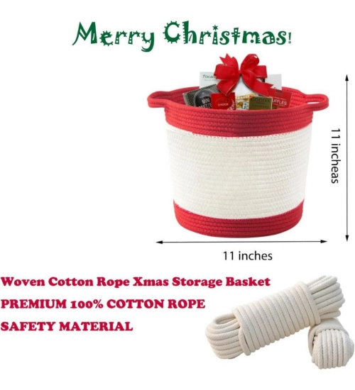 Generic Cotton Basket Pack of 1 Storage Basket For Clothes (Red)