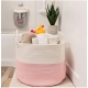Generic Cotton Laundry Basket Pack of 1 Storage Basket For Clothes (Pink) Generic Cotton Laundry Basket Pack of 1 Storage Basket For Clothes (Pink)