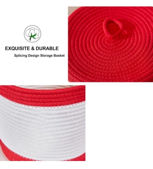 Generic Cotton Basket Pack of 1 Storage Basket For Clothes (Red)