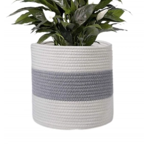 Generic Cotton Flower Basket Pack of 1 Storage Basket For Clothes (Grey)