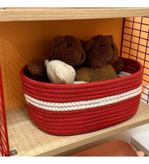 Generic Cotton Basket Inch Pack of 1 Storage Basket For Clothes (Red)