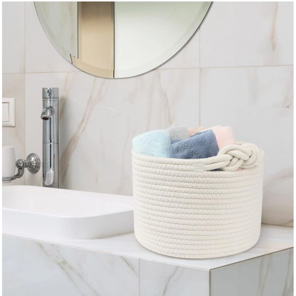 Generic Cotton White Inch Pack of 1 Storage Basket For Clothes (White) Generic Cotton White Inch Pack of 1 Storage Basket For Clothes (White)