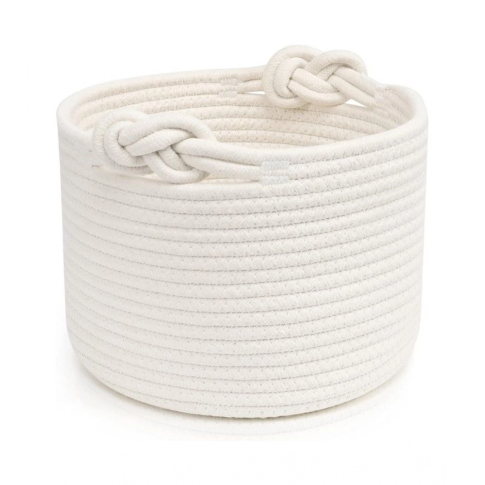 Generic Cotton White Inch Pack of 1 Storage Basket For Clothes (White) Generic Cotton White Inch Pack of 1 Storage Basket For Clothes (White)