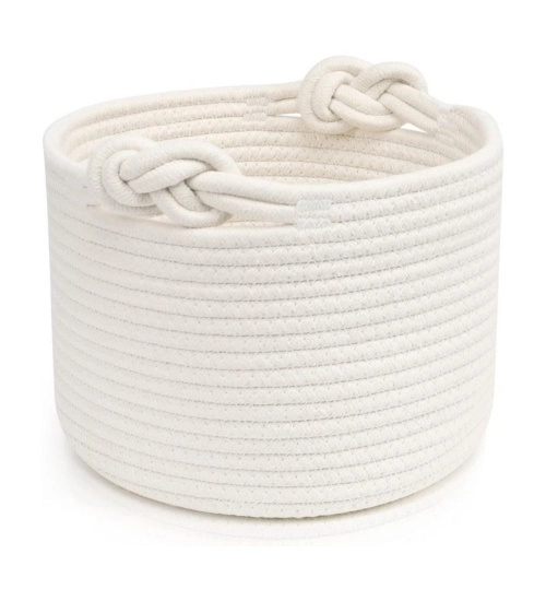 Generic Cotton White Inch Pack of 1 Storage Basket For Clothes (White)