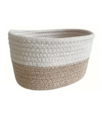 Generic Cotton Bathroom Storage Basket Pack of 1 Storage Basket For Clothes (White)