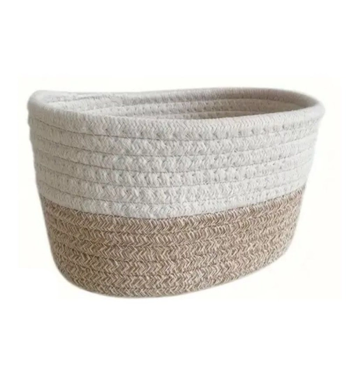 Generic Cotton Bathroom Storage Basket Pack of 1 Storage Basket For Clothes (White)