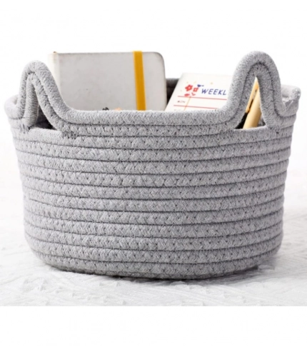 Generic Cotton Cat Basket Inch Pack of 1 Storage Basket For Clothes (Grey)