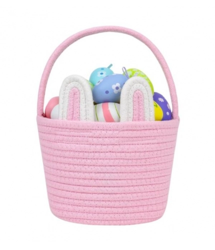 Generic Cotton Ear Toy Bucket Pack of 1 Storage Basket For Clothes (Pink)