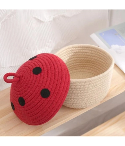 Generic Cotton Box Red lid Pack of 1 Storage Basket For Clothes (White)