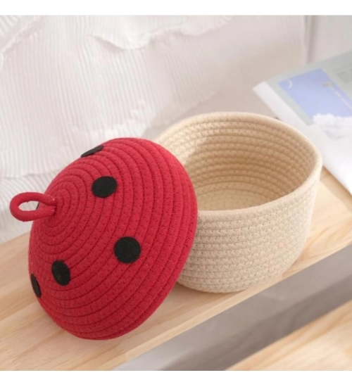 Generic Cotton Box Red lid Pack of 1 Storage Basket For Clothes (White)