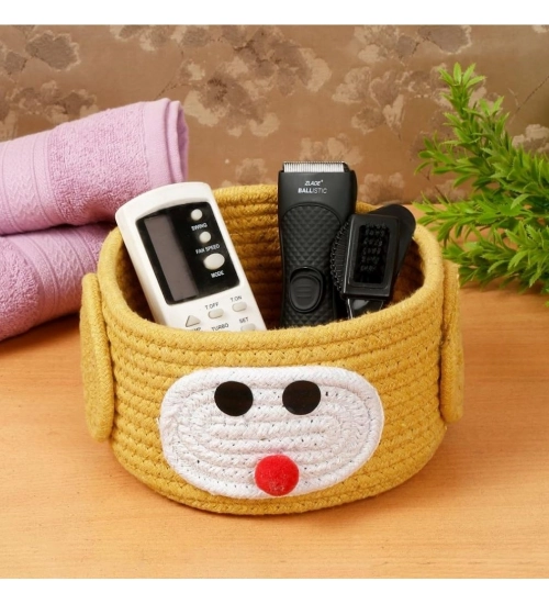 Generic Cotton Pen Holder Pack of 1 Storage Basket For Clothes (Yellow)
