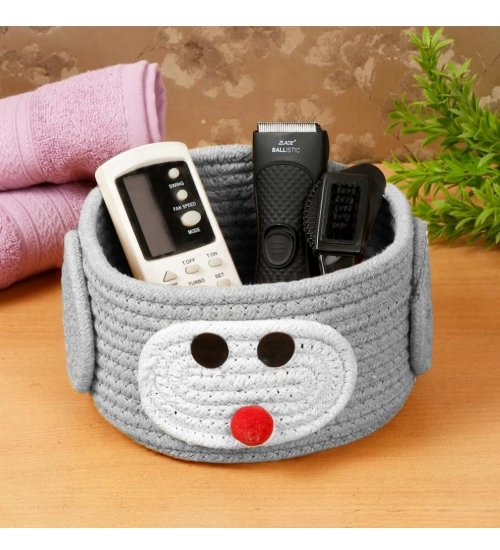 Generic Cotton Pan Holder Pack of 1 Storage Basket For Clothes (Grey)