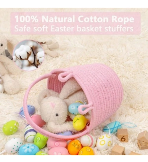 Generic Cotton Toy Bucket Pack of 1 Storage Basket For Clothes (Pink)