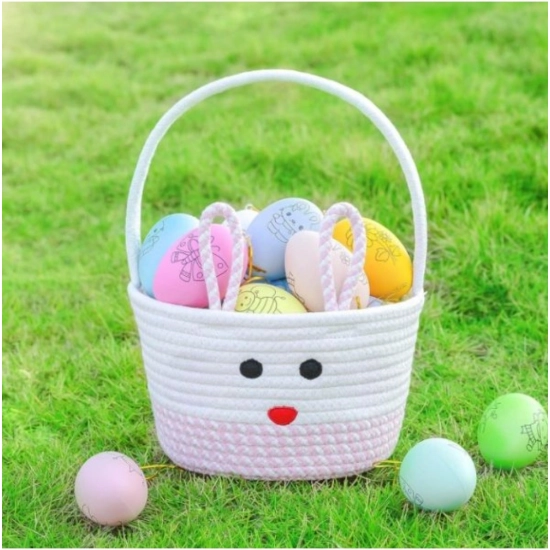 Generic Cotton Mix Toy Bucket Pack of 1 Storage Basket For Clothes (Pink)