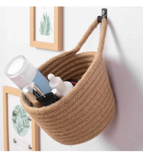Generic Cotton Hanging Storage Small Basket Pack of 3 Storage Basket For Clothes (Brown)