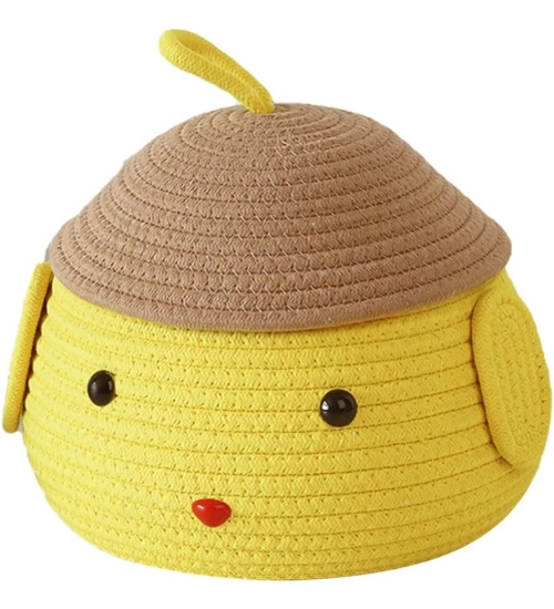 Generic Cotton  lid Pack of 1 Storage Basket For Clothes (Yellow)
