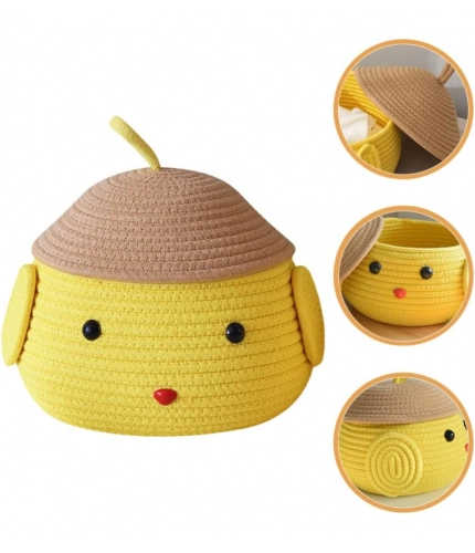 Generic Cotton  lid Pack of 1 Storage Basket For Clothes (Yellow)