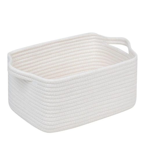 Generic Cotton Basket Pack of 1 Storage Basket For Clothes (White)