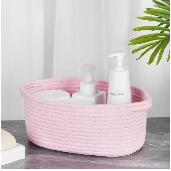 Generic Cotton 2 Pcs Oval Basket  Storage Basket For Clothes (Pink)