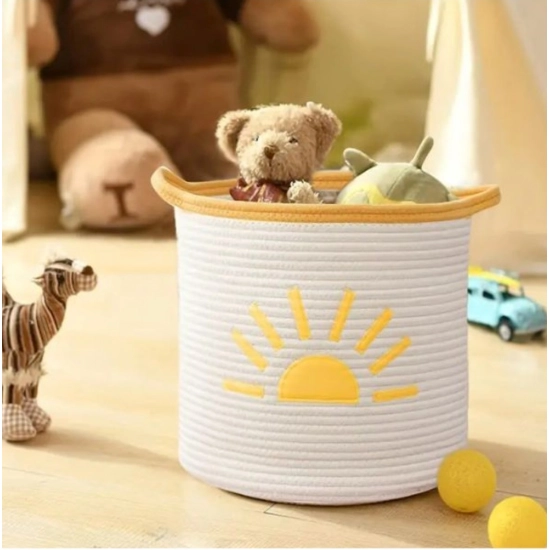Generic Cotton Sun Basket Pack of 1 Storage Basket For Clothes (White) Generic Cotton Sun Basket Pack of 1 Storage Basket For Clothes (White)