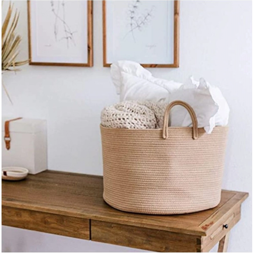 Generic Cotton Laundry Basket Pack of 1 Storage Basket For Clothes (Beige) Generic Cotton Laundry Basket Pack of 1 Storage Basket For Clothes (Beige)