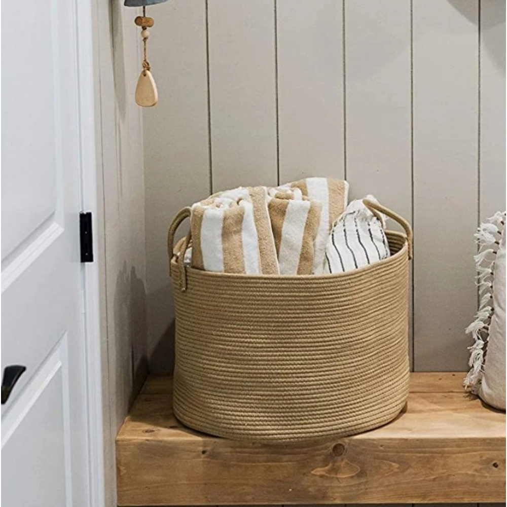 Generic Cotton Laundry Basket Pack of 1 Storage Basket For Clothes (Beige) Generic Cotton Laundry Basket Pack of 1 Storage Basket For Clothes (Beige)