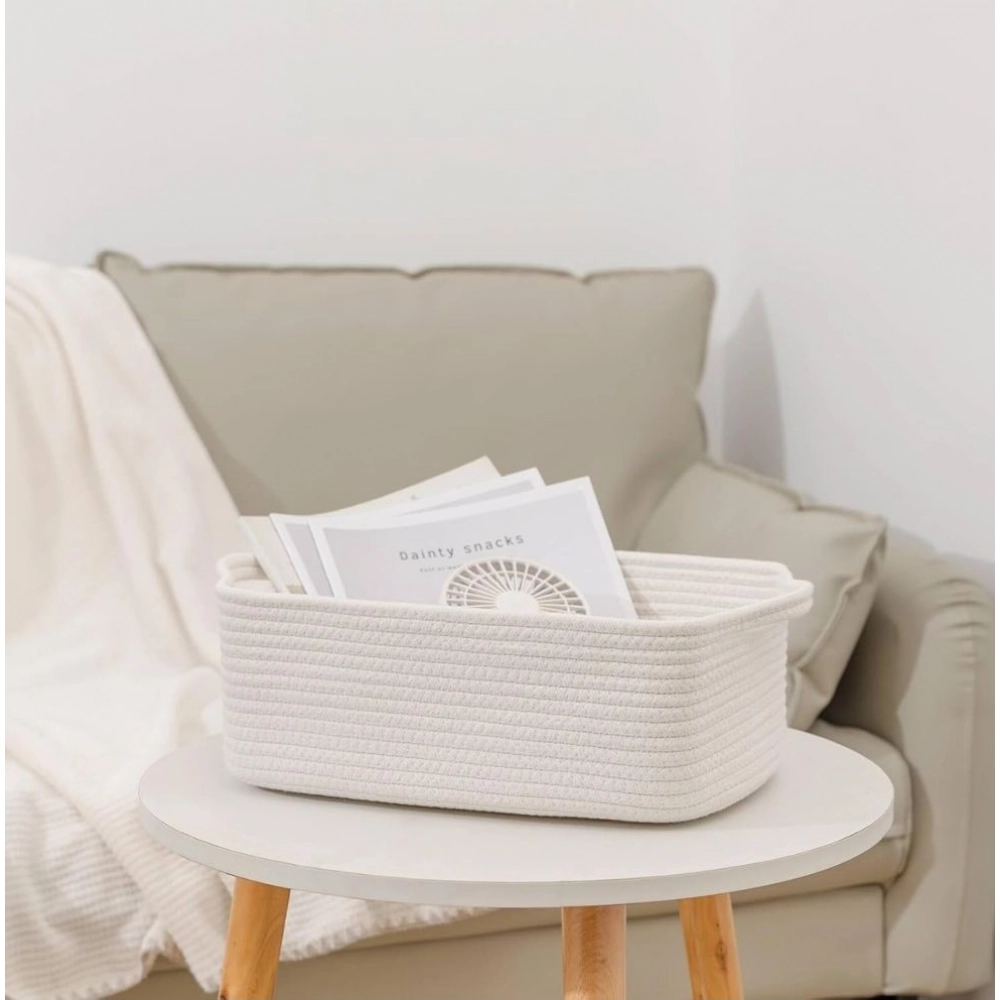 Generic Cotton Basket Pack of 1 Storage Basket For Clothes (White) Generic Cotton Basket Pack of 1 Storage Basket For Clothes (White)