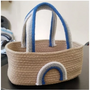 Generic Cotton Rainbow Basket Pack of 1 Storage Basket For Clothes (Multicolor)