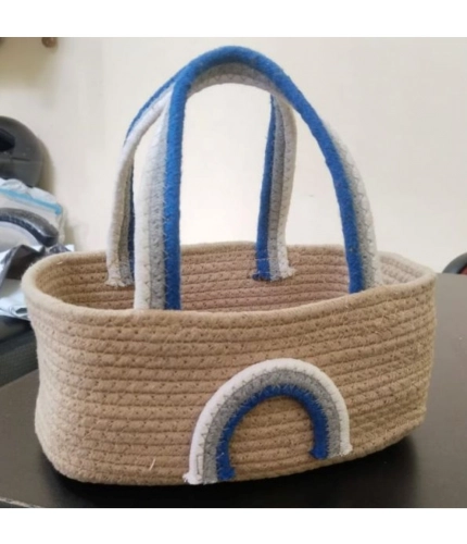 Generic Cotton Rainbow Basket Pack of 1 Storage Basket For Clothes (Multicolor)