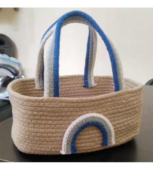 Generic Cotton Rainbow Basket Pack of 1 Storage Basket For Clothes (Multicolor)