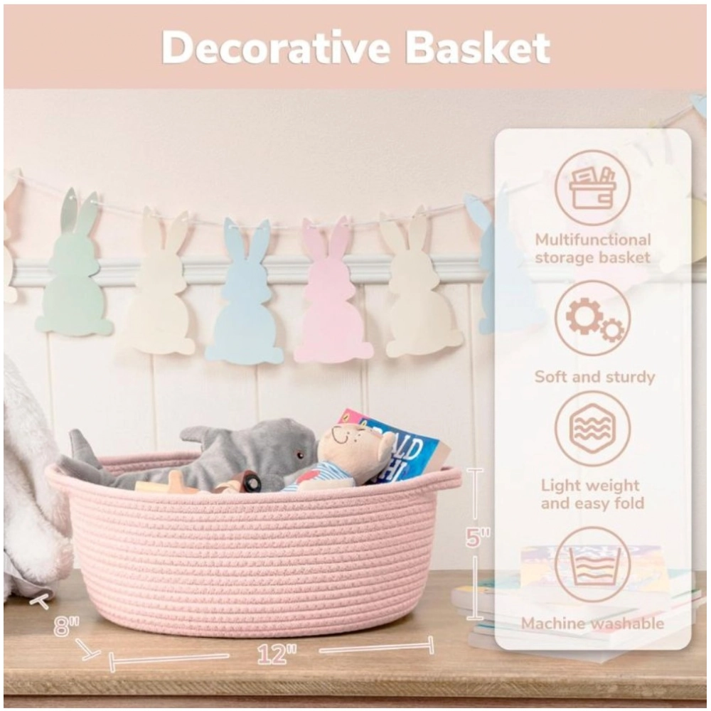 Generic Cotton Baby Gift Basket Pack of 1 Storage Basket For Clothes (Pink) Generic Cotton Baby Gift Basket Pack of 1 Storage Basket For Clothes (Pink)