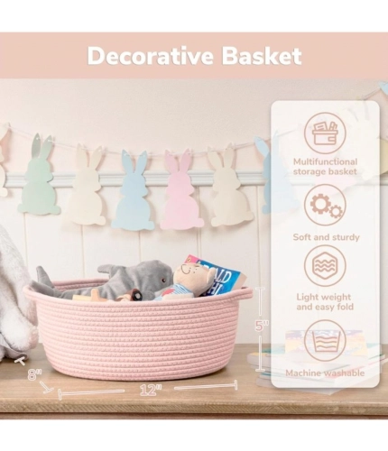 Generic Cotton Baby Gift Basket Pack of 1 Storage Basket For Clothes (Pink) Generic Cotton Baby Gift Basket Pack of 1 Storage Basket For Clothes (Pink)