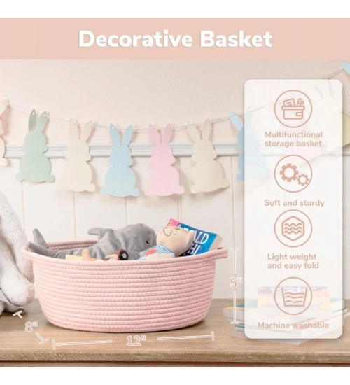 Generic Cotton Baby Gift Basket Pack of 1 Storage Basket For Clothes (Pink)
