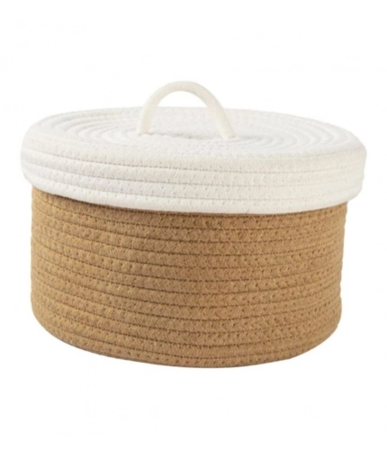 Generic Cotton Box White Lid Inch Pack of 1 Storage Basket For Clothes (Brown)