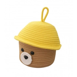 Generic Cotton Box Yellow Lid Inch Pack of 1 Storage Basket For Clothes (Beige)