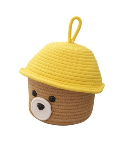 Generic Cotton Box Yellow Lid Inch Pack of 1 Storage Basket For Clothes (Beige)