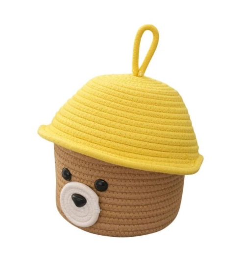 Generic Cotton Box Yellow Lid Inch Pack of 1 Storage Basket For Clothes (Beige)