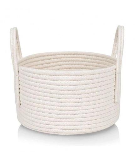 Generic Cotton Basket Inch Pack of 1 Storage Basket For Clothes (White)