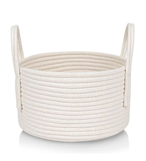 Generic Cotton Basket Inch Pack of 1 Storage Basket For Clothes (White)