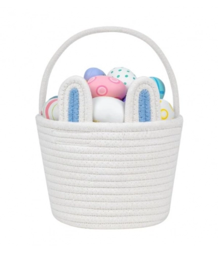 Generic Cotton Ear Toys Bucket Pack of 1 Storage Basket For Clothes (White)