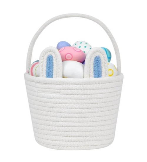 Generic Cotton Ear Toys Bucket Pack of 1 Storage Basket For Clothes (White)