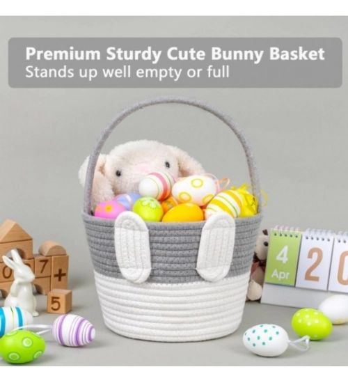 Generic Cotton Toy Bucket Pack of 1 Storage Basket For Clothes (Grey)