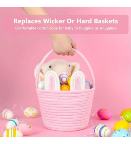 Generic Cotton Ear Toy Bucket Pack of 1 Storage Basket For Clothes (Pink)