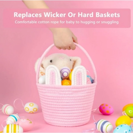 Generic Cotton Ear Toy Bucket Pack of 1 Storage Basket For Clothes (Pink) Generic Cotton Ear Toy Bucket Pack of 1 Storage Basket For Clothes (Pink)